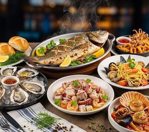 1.des fruits de mer vraiment frais dans un restaurant